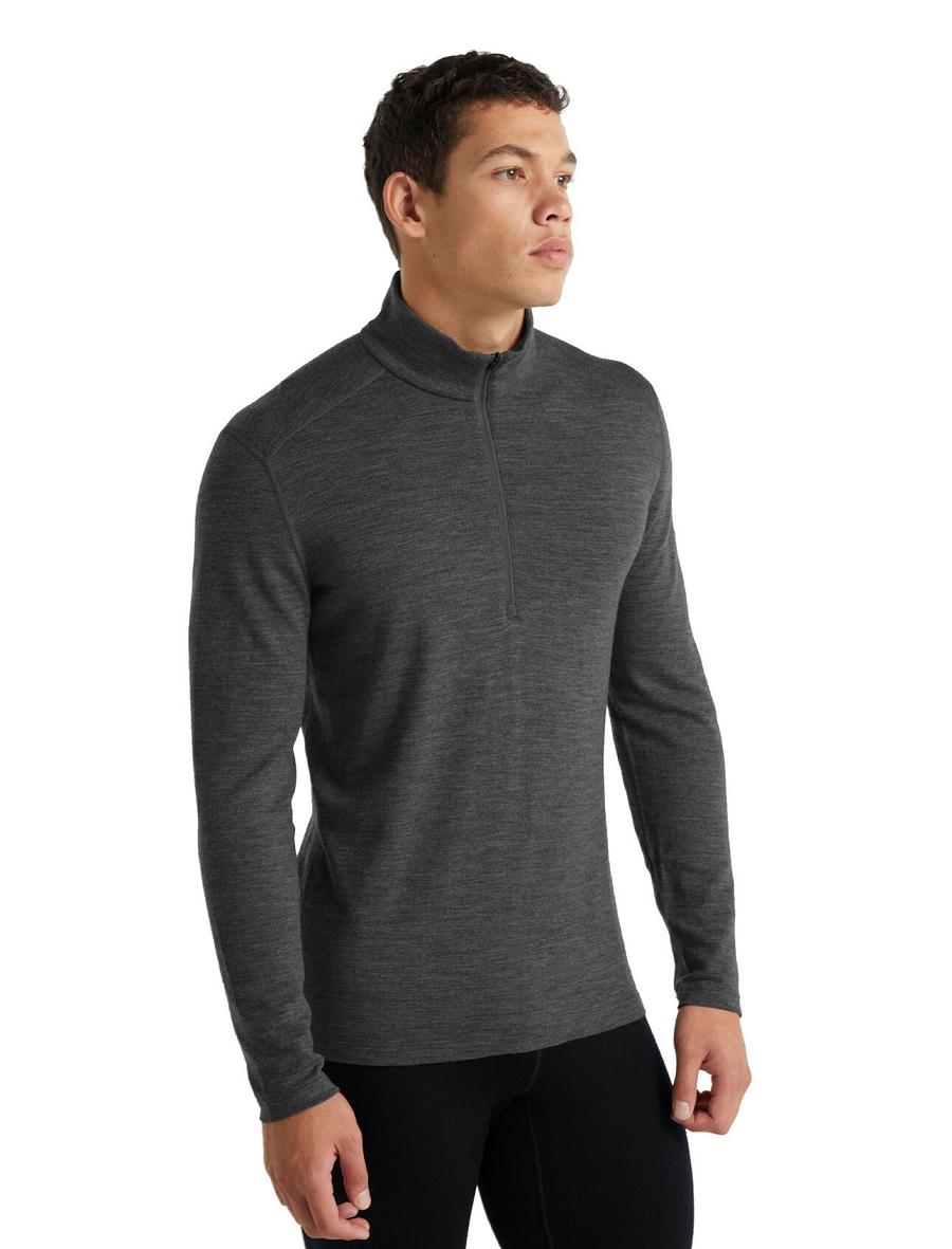 Icebreaker Merino 260 Tech Long Sleeve Half Zip Thermal Top Férfi Base Layers Szürke | HU 1386ILHS